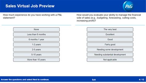 candidate assessment p&g